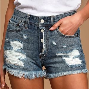 NWOT Lulus Just USA Fringe High Wasted Jean Shorts